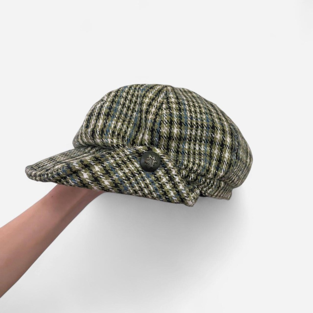Y2K Plaid Green Baker Boy Newsboy Hat